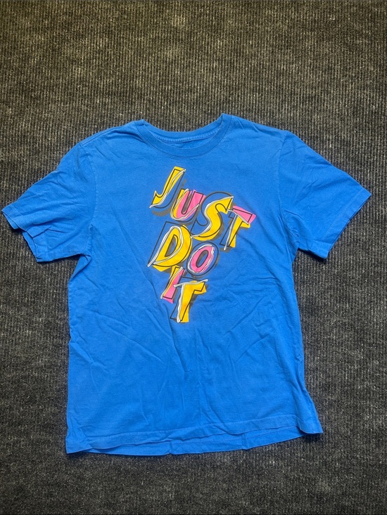 Nike Other - Nike Blue 'Just Do It' Graphic Tee with Yellow & Pink Accents